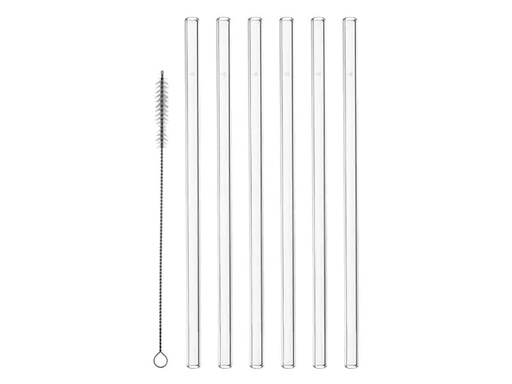 [90114427 1063689] Montana Strohhalm 23 cm mit Bürste, 6 Stück, Tranparent