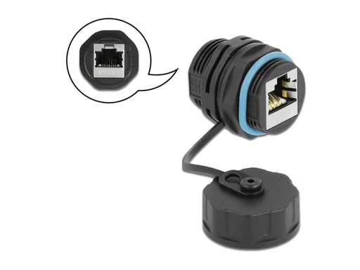 [90114943 1096709] Delock Kupplung RJ-45, Cat.6A, blau, Wasserfest, Kappe 1 Stück