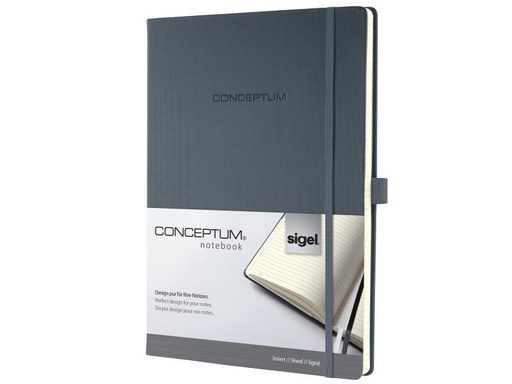 [90115351 542843] Sigel Notizbuch Conceptum A4, Liniert, Dunkelgrau