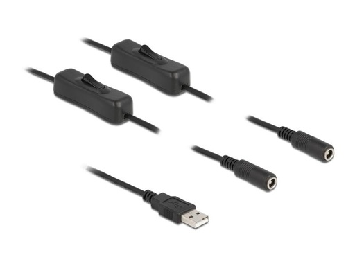 [90115568 1198606] Delock USB-Kabel USB-AStecker zu 2x DC 5.5 x 2.1 mm Mit Schalter