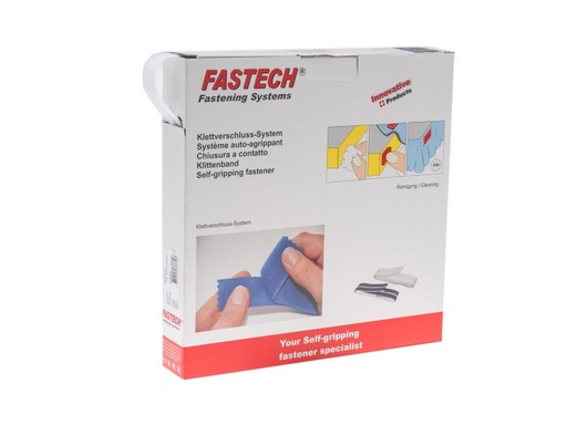 [90115735 906377] FASTECH Klettband-Box 10 mm x 25 m selbstklebend, Weiss