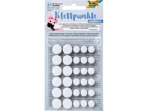 [90115820 1094687] Folia Klettpunkte Selbstklebend, Ø 10 und 15 mm Weiss