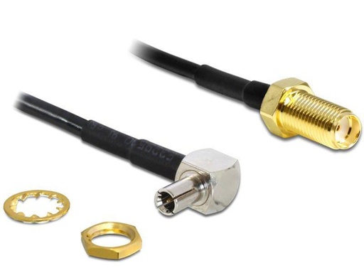 [90116159 316786] Delock Antennenadapter 90°, 17cm, SMA Buchse (f) - TS-9 Stecker (m)