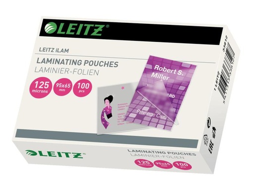 [90116730 627383] Leitz Laminierfolie 65 x 95 mm, 125 µm, 100 Stück, Glänzend