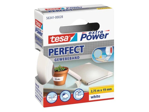 [90116916 339037] tesa Klebeband extra Power Perfect 19 mm x 2.75 m, Weiss