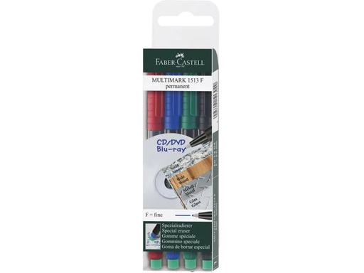 [90116940 142958] Faber-Castell CD/DVD Marker Multimarker F permanent 4er Etui