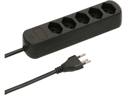[90117772 1146629] Max Hauri Steckdosenleiste Basic-Line 5x T13 Schwarz, 1.5 Meter