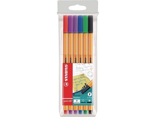 [90011789 130731] STABILO Fineliner point 88 6 Stück, Mehrfarbig