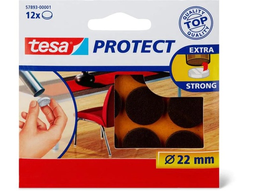 [90118214 1160719] tesa Stuhlbeingleiter Protect Ø 22 mm 12 Stück, Braun