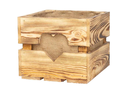 Holz Zollhaus Holzharasse mit Herzausschnitt, geflammt 30 x 30 cm