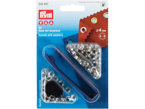 [90118371 1088001] Prym Ösen + Scheiben 4 mm, Silber, 50 Stück