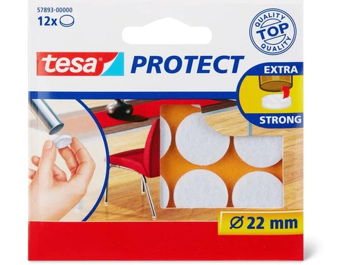 [90118384 1160718] tesa Stuhlbeingleiter Protect Ø 22 mm 12 Stück, Weiss