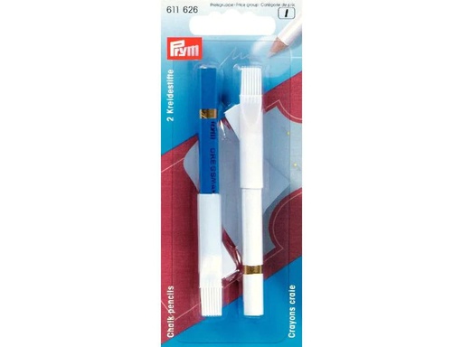 [90011844 1087979] Prym Kreidestift mit Bürste, 2 Stück, weiss/blau
