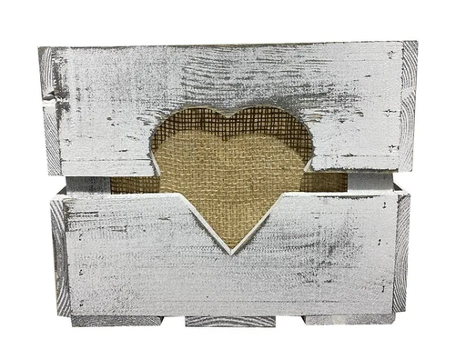 [90118732 1082403] Holz Zollhaus Holzharasse mit Herzausschnitt, Shabby 30 x 30 cm