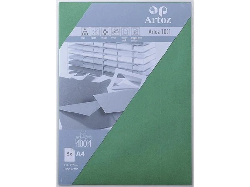 [90118769 749131] Artoz Schreibpapier 1001 A4 100 g/m² Tannengrün, 5 Blatt