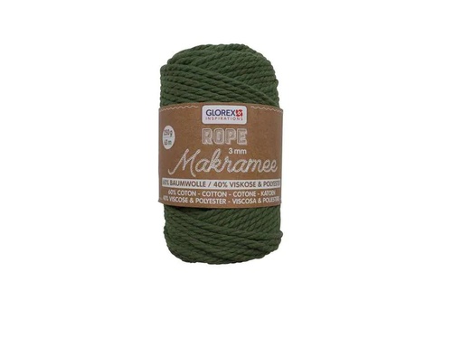 [90118816 1162210] Glorex Wolle Makramee Rope gedreht 3 mm, 250 g, Olivgrün