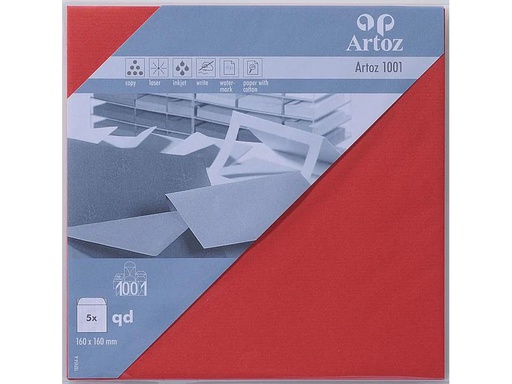 [90119013 1212405] Artoz Couvert 1001, 16 x 16 cm, 5 Stück, Rot