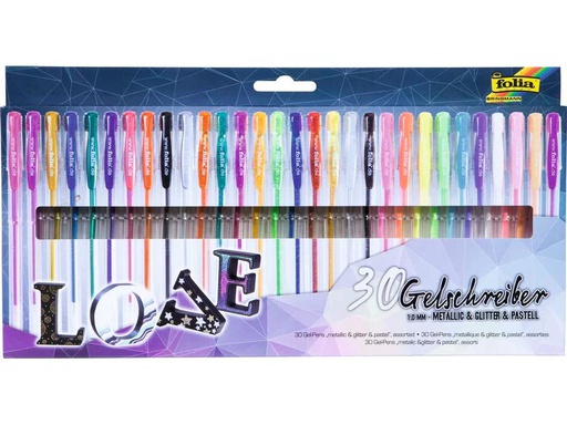 [90119240 599697] Folia Gelschreiber Black Style Set 30 Stifte