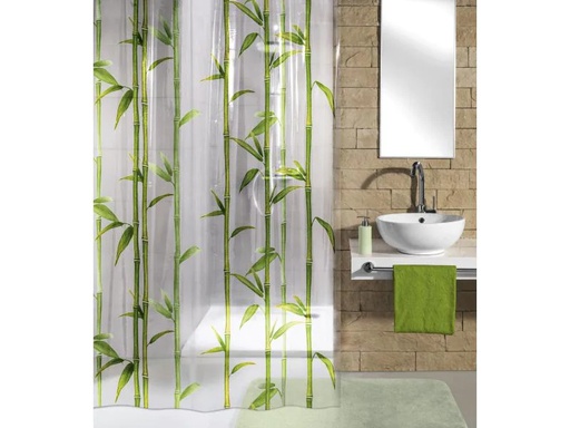 [90119363 648369] Kleine Wolke Duschvorhang Bambu 180 x 200 cm, Grün/Weiss