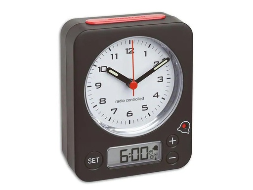 [90120098 1093704] TFA Dostmann Funkwecker Combo Rot/Schwarz