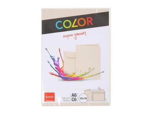 [90120311 1002955] ELCO Doppelkarte mit Couvert Color A6/C6 Chamois, 20 Stück