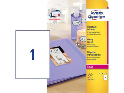 [90120445 598446] Avery Zweckform Fotoetiketten L7767-40 210 x 297 mm