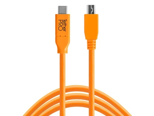 [90120701 987701] Tether Tools Kabel TetherPro USB-C / 2.0 Mini-B 5-Pin 4.6 Meter – orange
