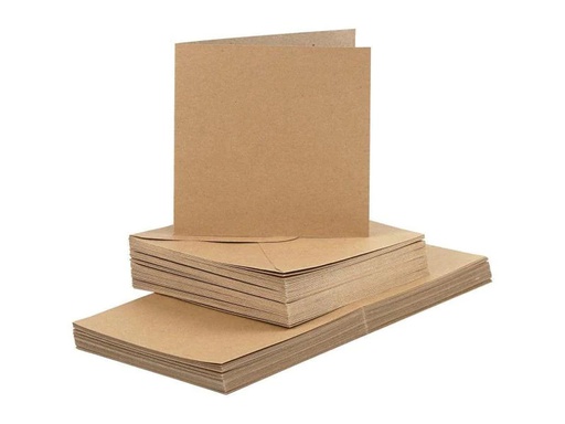 [90120910 891627] Creativ Company Blankokarte 15 x 15 cm 50 Sets, Braun