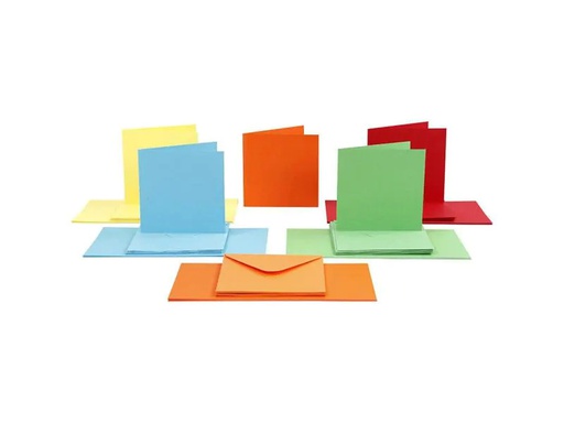 [90012135 749079] Creativ Company Blankokarte 15 x 15 cm 50 Sets, Mehrfarbig