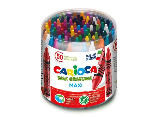 [90121977 1170275] Carioca Wachsmalstifte Maxi Wax Dose Ø 12 mm, 50-teilig, Mehrfarbig