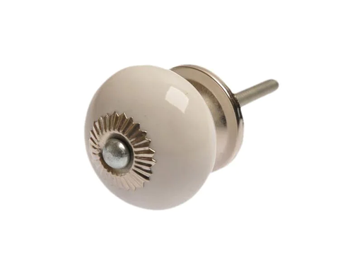[90122017 1176506] Tranquillo Möbelgriff handgemacht Ø 3.8 cm, Beige/Silber