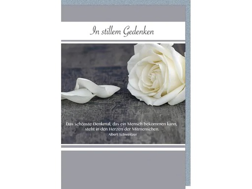 [90122131 1176092] Braun + Company Trauerkarte In stillem Gedenken Rose 11.5 x 17 cm