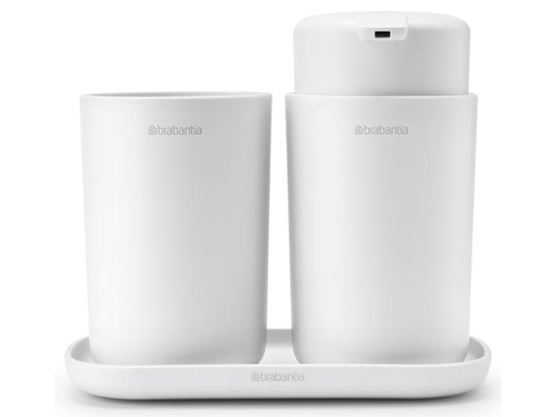[90122184 1165694] Brabantia Seifenspender-Set ReNew mit Zahnputzbecher und Schale Weiss