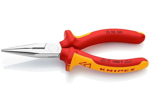 [90122414 695673] Knipex Flachrundzange 160 mm 1000 V mit Schneide verchromt