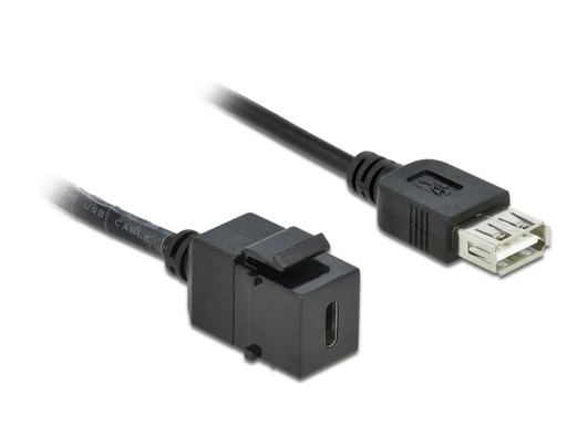 [90012220 1009503] Delock Keystone-Modul USB2.0 USB-A – USB-C, 25cm schwarz