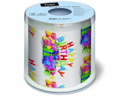 [90123146 541358] Paper + Design Toilettenpapier Happy B-day 1 Rollen, 3-lagig, Mehrfarbig