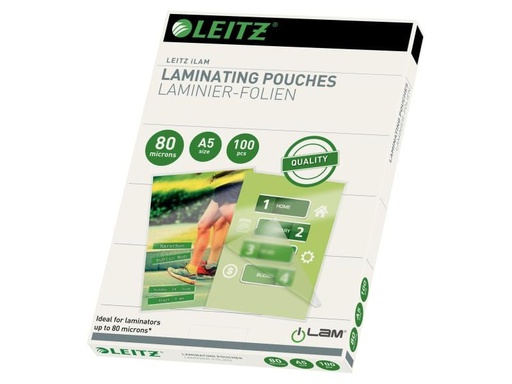[90123343 627378] Leitz Laminierfolie A5, 80 µm, 100 Stück, Glänzend