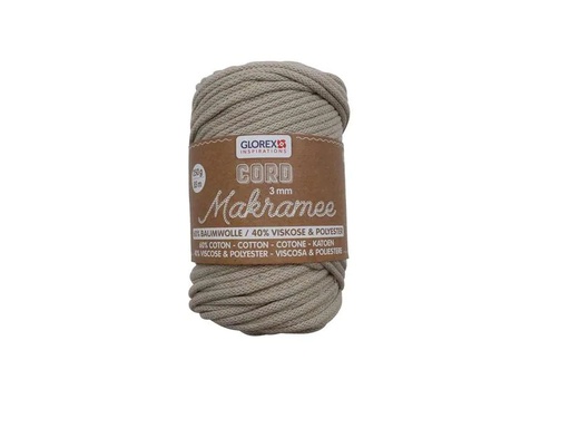 [90012318 1162195] Glorex Wolle Makramee Cord gewebt 85 m x 3 mm, 250 g, Beige