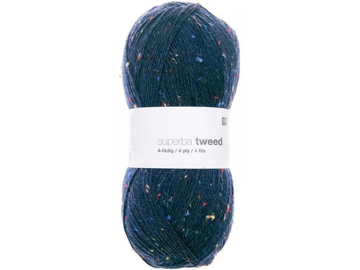 [90123444 1156853] Rico Design Wolle Soft Tweed für Socken 4-fädig, 100 g, Marineblau