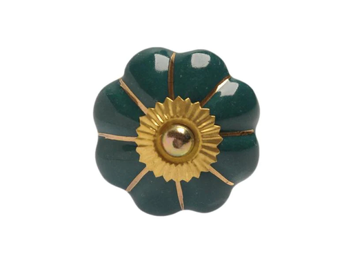 [90123479 1176512] Tranquillo Möbelgriff handgemacht, Ø 4 cm, Dunkelgrün/Gold