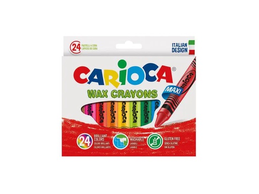 [90123668 1170276] Carioca Wachsmalstifte Maxi Wax Ø 12 mm, 24-teilig, Mehrfarbig