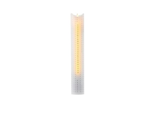 [90123677 1026146] Sirius LED-Kerze Sara Adventskalender, Ø 5 x 29 cm, Silber/Weiss
