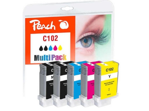 [90123678 1142633] Peach Tinte Canon PFI-102 BK, MBK, C, M, Y
