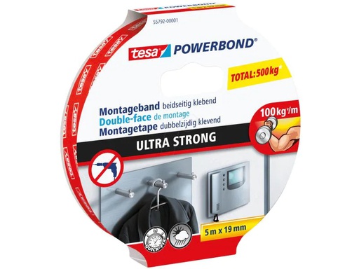 [90123697 339074] tesa Montageband Powerbond Ultra Strong 19 mm x 5 m, Weiss