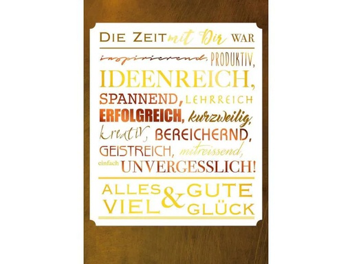 [90123728 959022] ABC Abschiedskarte Produktiv, Ideenreich, Spannend