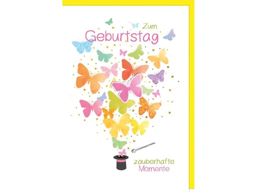 [90123876 1176100] Braun + Company Geburtstagskarte mit Schmetterlingsmotiv 11.5 x 17 cm