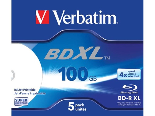[90123890 759089] Verbatim BD-R 43789 100 GB, Jewelcase (5 Stück)