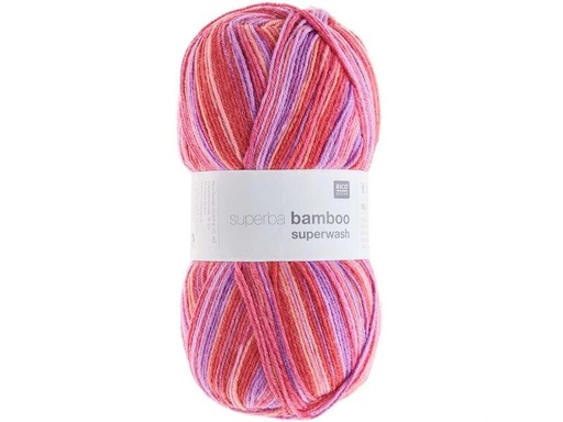 [90124053 1156832] Rico Design Wolle Bamboo für Socken 4-fädig, 100 g, Rot; Lila