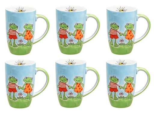 [90124326 1200842] Mila Kaffeetasse Hello Summer 230 ml, 6 Stück, Hellblau/Hellgrün
