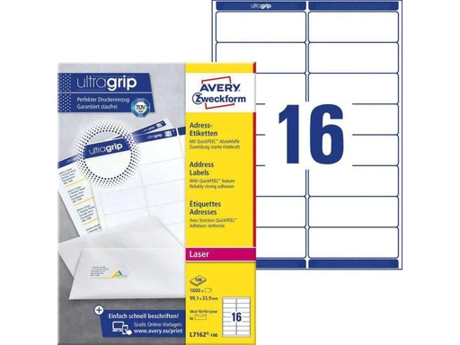 [90124455 926273] Avery Zweckform Adressetiketten L7162-100  99.1 x 33.9 mm